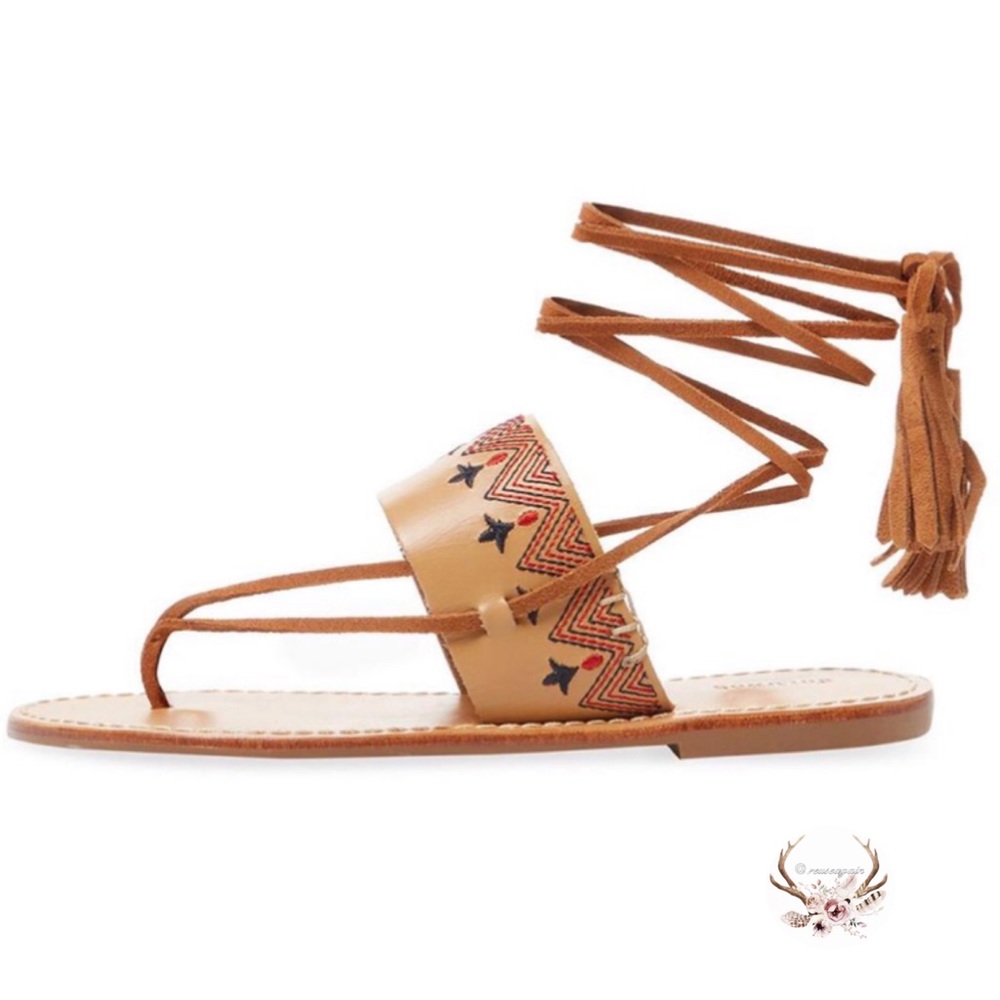 Soludos Leather Tassel Wrap Sandals NIB - Picture 4 of 4